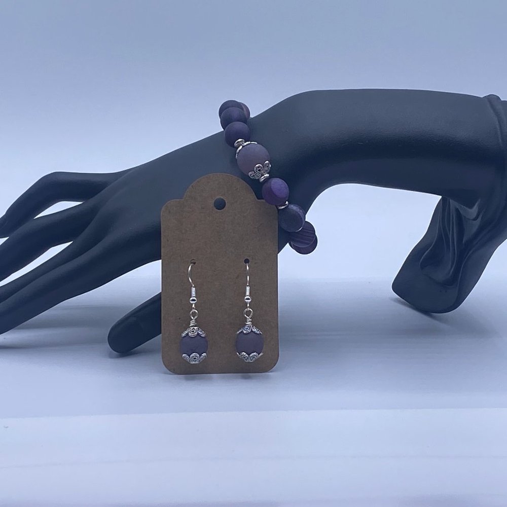 Purple Amethyst Bracelet and Earrings